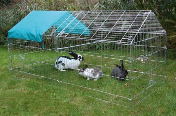 Freilaufgehege, verzinkt, mit Sonnenschutz