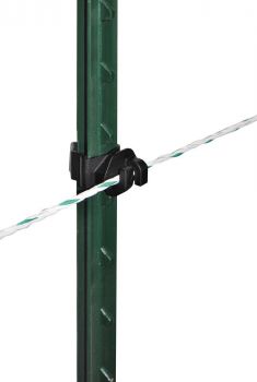 T-Post Seilisolator schwarz am Pfosten
